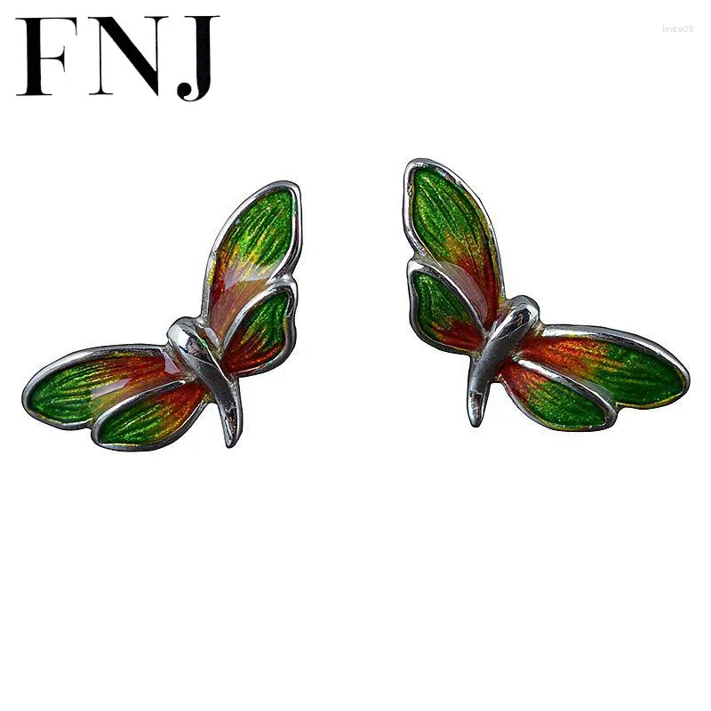 Studörhängen FNJ Shaolan Dragonfly 925 Silver Original Pure S925 Sterling Earring for Women Jewely Lycka till