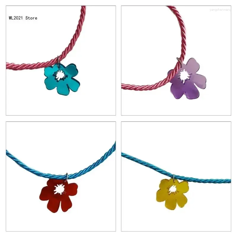 Choker European American Jewelry Novel Flower Pendant All-match Clavicle Chain Adjustable Nylon Rope Cold Wind Neck