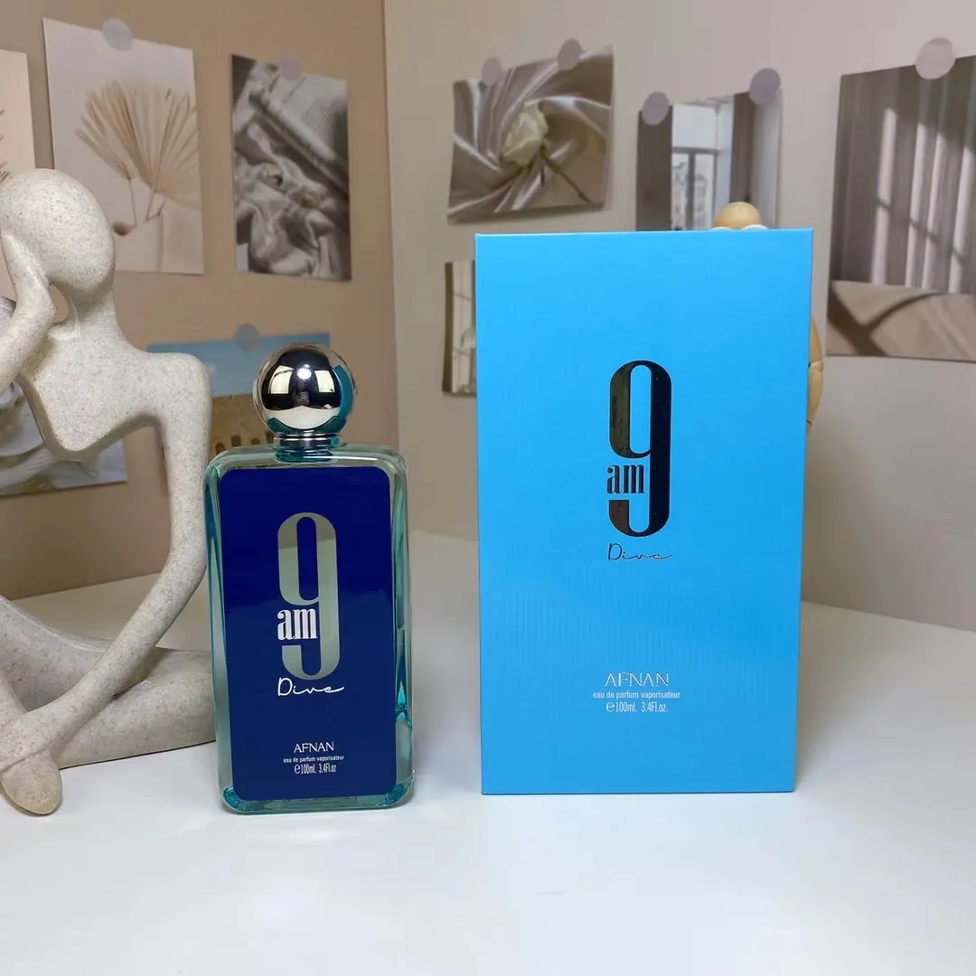 Afnan 9pm 9:00 profumo di immersione da 100 ml da donna Fragranza Eau de parfum 3,4 once di odore di durata di lunga durata marca neutra unisex mattutina parfums colgoen spray di alta qualità