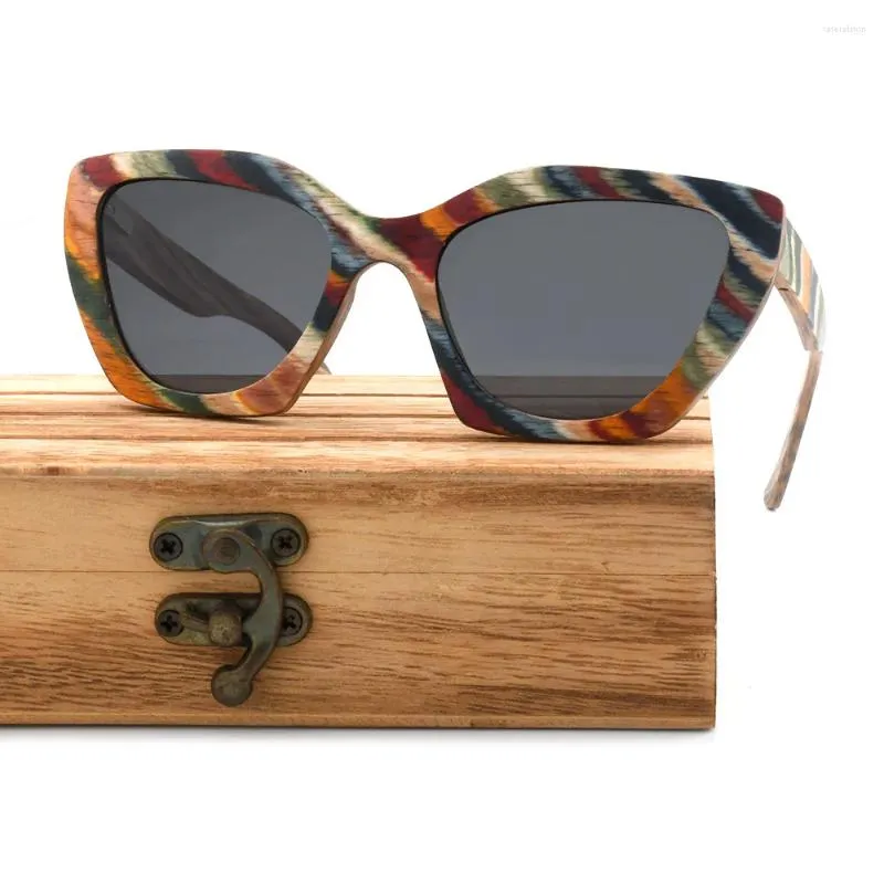 Solglasögon Rainbow Wood for Men and Women Polarised Lens Fashion Sun Glasses Valentines Gifts High Quality