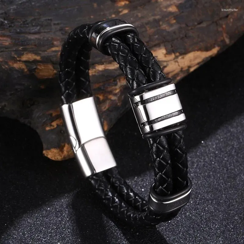 Braccialetti fascino moda in pelle fatta a mano in cuoio a mano treccia bracciale in acciaio inossidabile braccialetti da uomo per amici amanti dei partner regalo