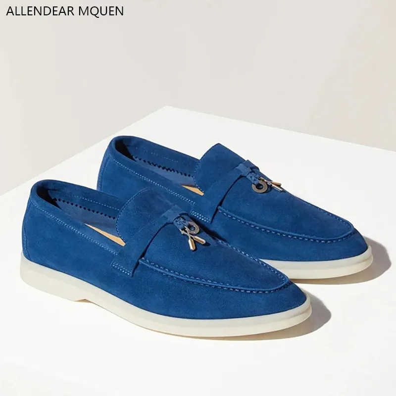 LP italiensk stil äkta läder loafers mjuk sulad platt kashmir läder casual kvinnor skor slip-on franse pärlstav metall 35-42