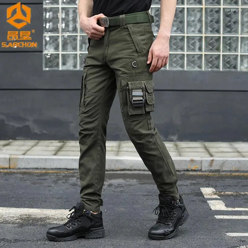 Calça de algodão de algodão de algodão Tactical Homem Treinamento para Caminhadas ao ar livre Treinamento urbano Combate as calças casuais retas macho