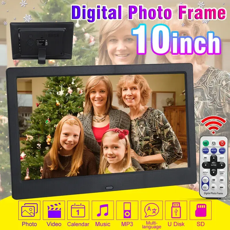Frames 10inch LCD Digital Photo Frame LED Backlight Full Function Picture Video Electronic Album Gift Support MP4 Movie Player