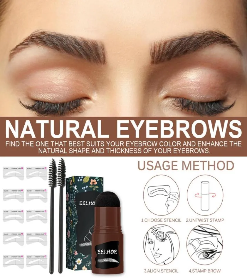 New Brow Powder Stamp Kit One Step Eyebrow Shaping Set With 10 Sizes Card Stencil Reusable Head Makeup Shadow Stick Long Lasting 16352829