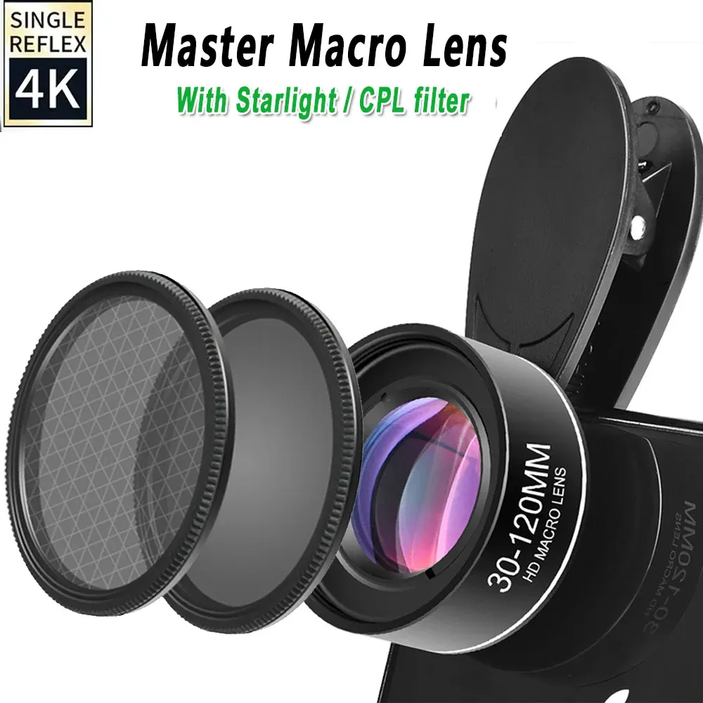 Filters 4K HD Phone Lens 30120mm Macro Lens Longdistance Shot CPL Star Filter for iPhone 15 Samsung Huawei Mobile Phones Accessories