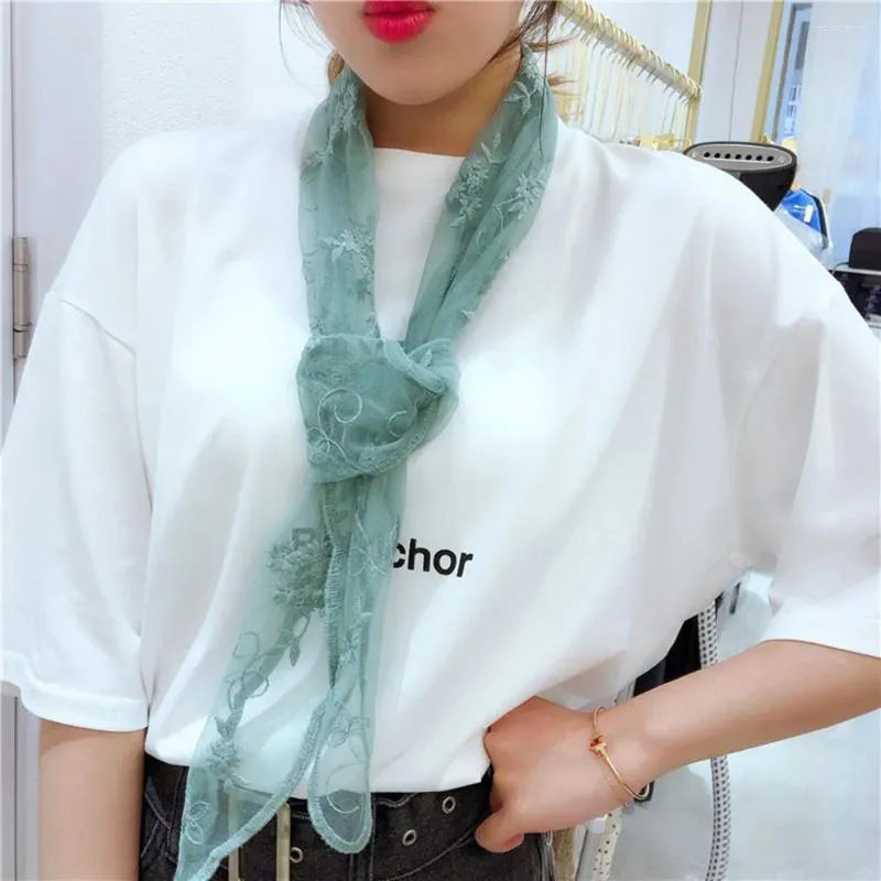 Lenços verão ombro-correspondência japão moda mulheres rendas pequeno xale ao ar livre fino versátil sólido longo lenço de seda faixa de cabelo cinto