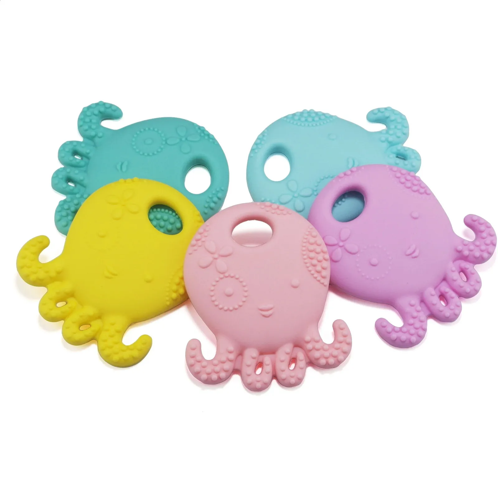 Sutoyuen Silicone Baby Teether Necklace 10pcs Octopus Teething Toys Pacifier Dental Care Toothbrush A Free 240415