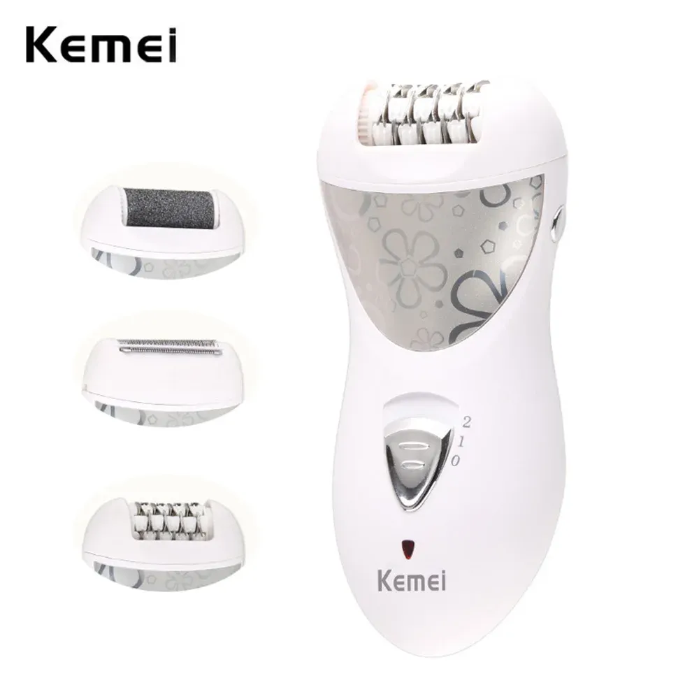 Rakare Kemei Epilator laddningsbara 3 i 1 Lady Hair Remover Shaver Electric Callus Remover Depilador Borttagning för Women Foot Care Tool