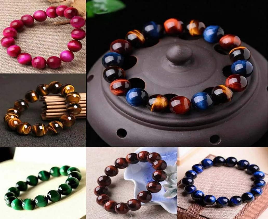 Natural Multicolor Tigers Eye Round Edelsteinperlen Armband 75039039 AAA2808653