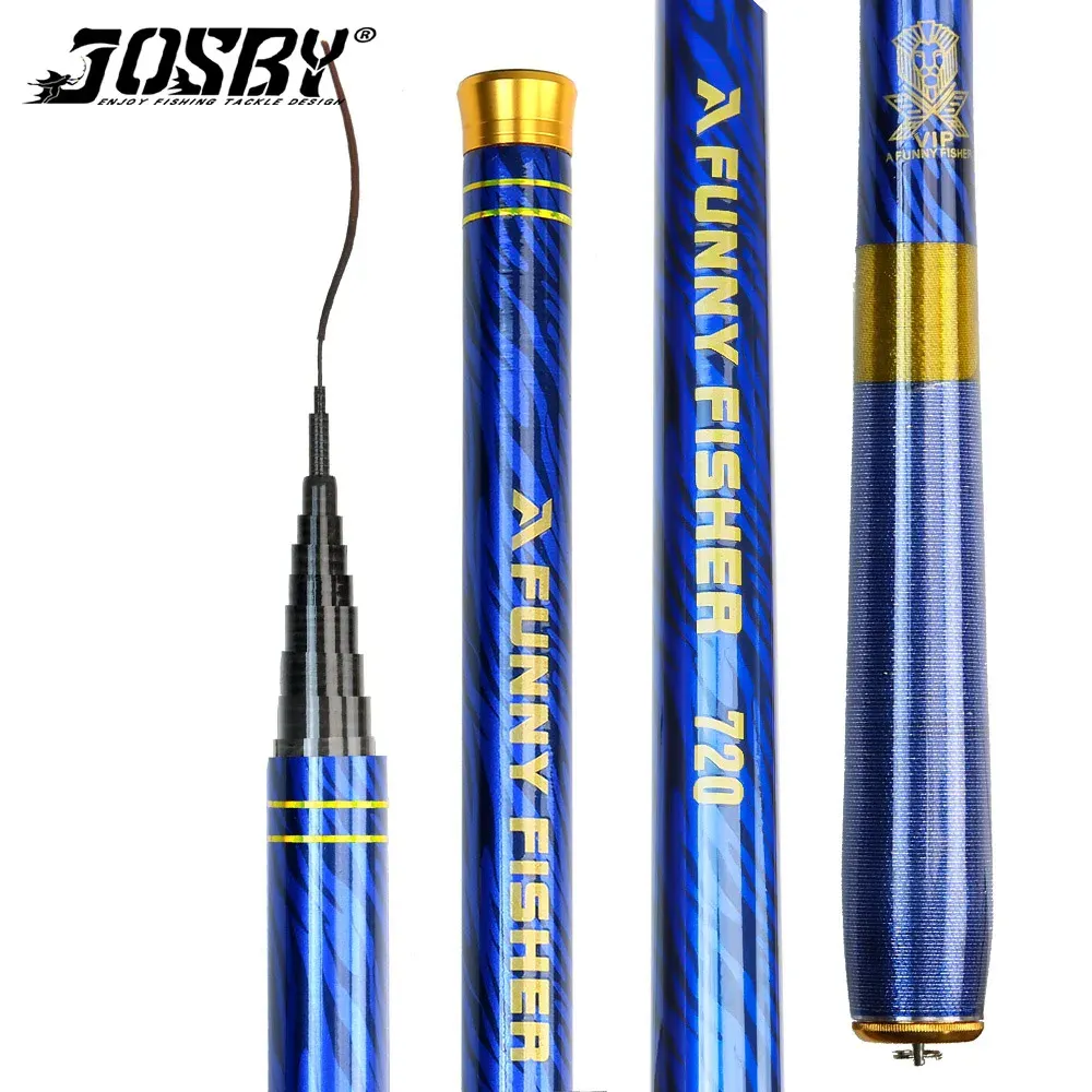 Tillbehör Josby New Ultralight Freshwater Stream Hand Pole 2.7/3.6/4.5/5.4/6.3/7.2 meter kolfiber teleskopiska karp fiskespängar