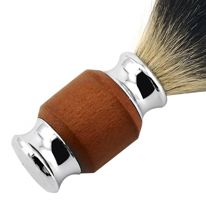 Brush 1st Pure Badger Hair Beard Borste Men rakborste med trähandtag Tillför olika hårknivar