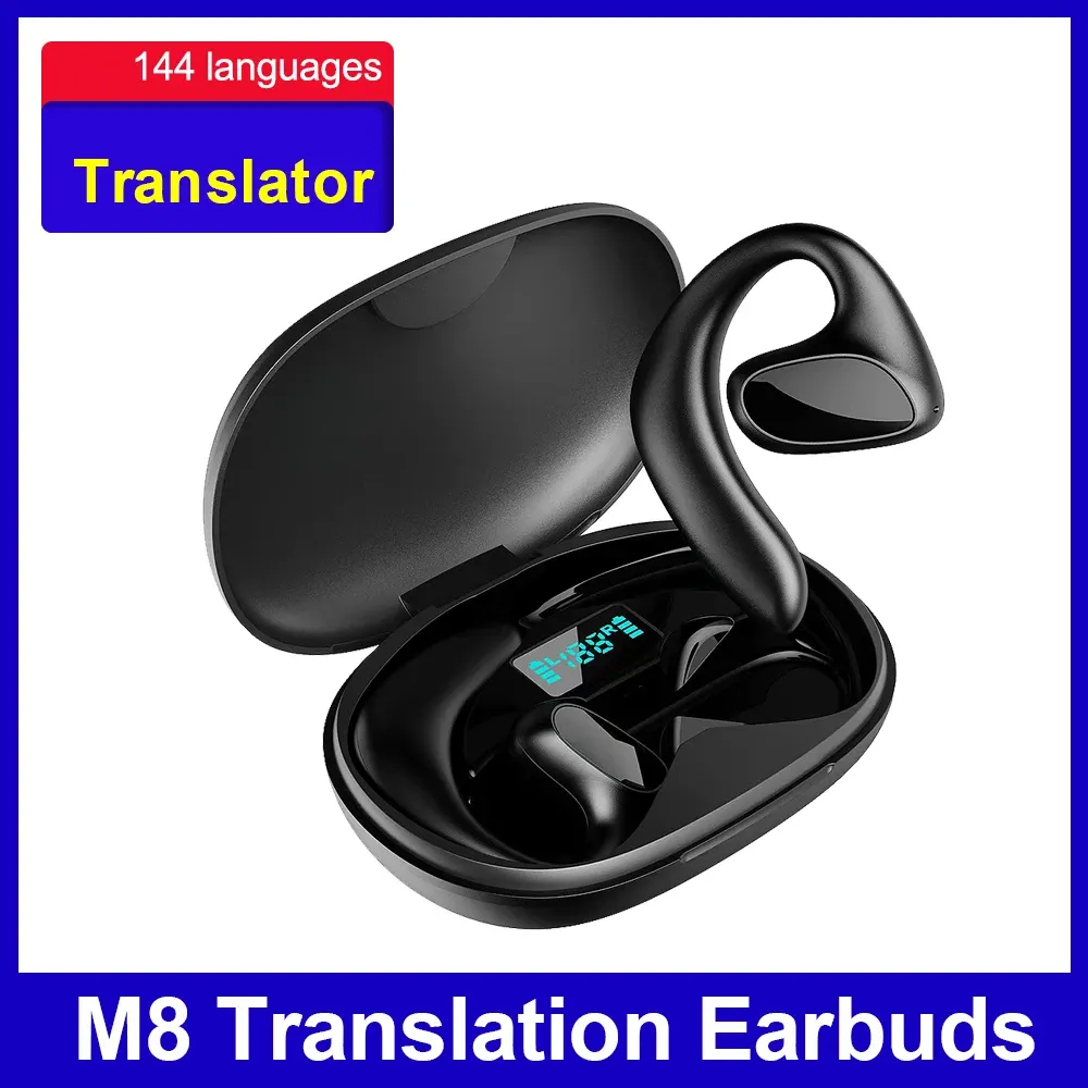 Translator M8 Wireless Translation Headset 144 Languages instant Translator Earbuds intelligent Voice Multi Languages Business Translator