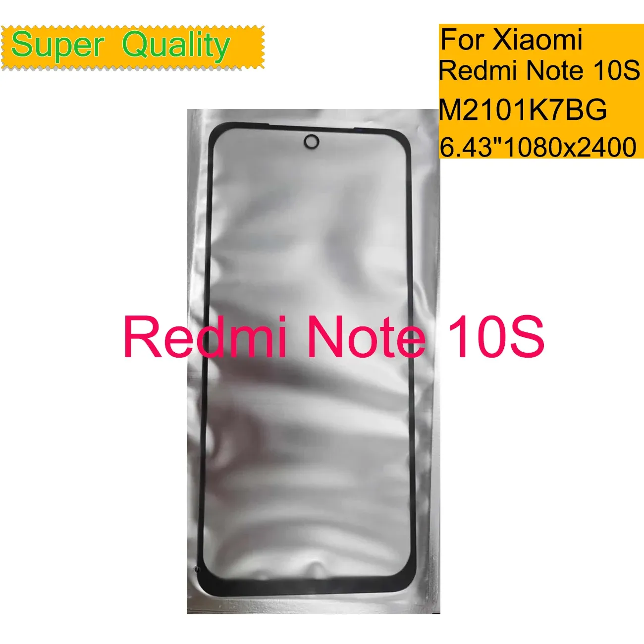 Panel 10st/parti för Xiaomi Redmi Note 10s Pekskärm Panelens främre yttre glaslins Obs 10S LCD -glasfront med OCA -limbyte