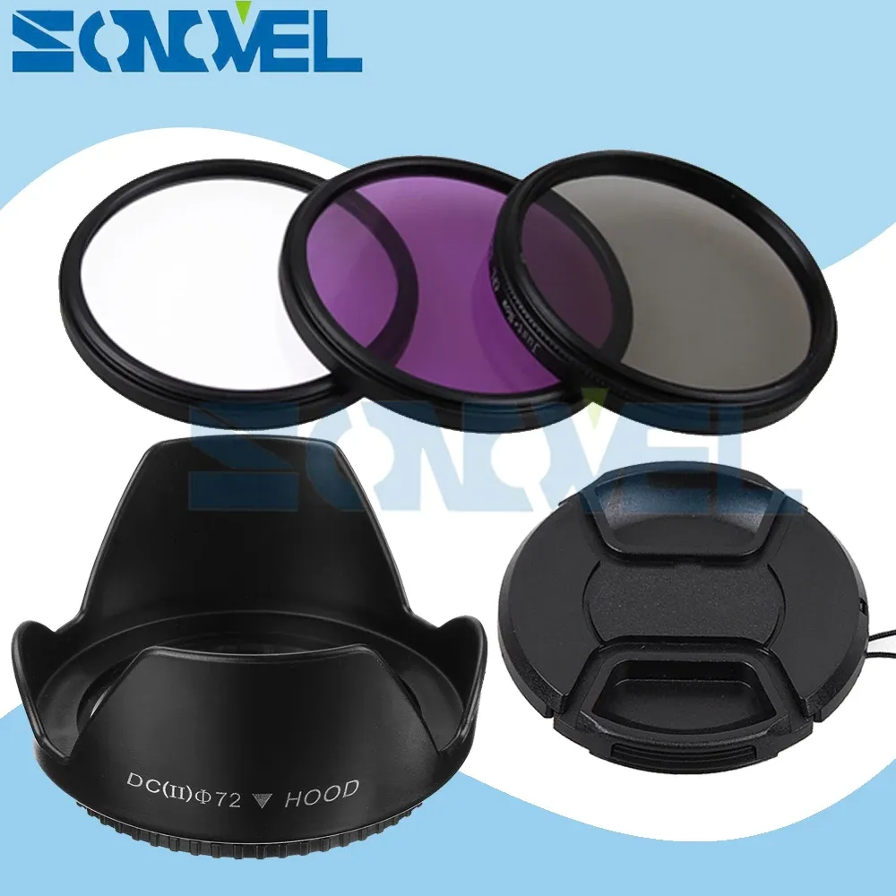 Filter 72mm UV CPL FLD -linsfilterpaket+Lens Cap+Flower Lens Hood för Sony A7 A7II A7R A7S A7RII A7SII A9 Fe 24240mm/70200mm F/4 G OSS