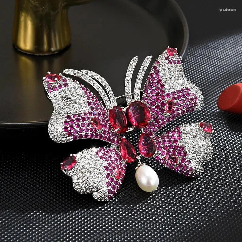 Brooches Vintage Pink Pearl Brooch Upscale Luxury Atmospheric Corsage With Accessories