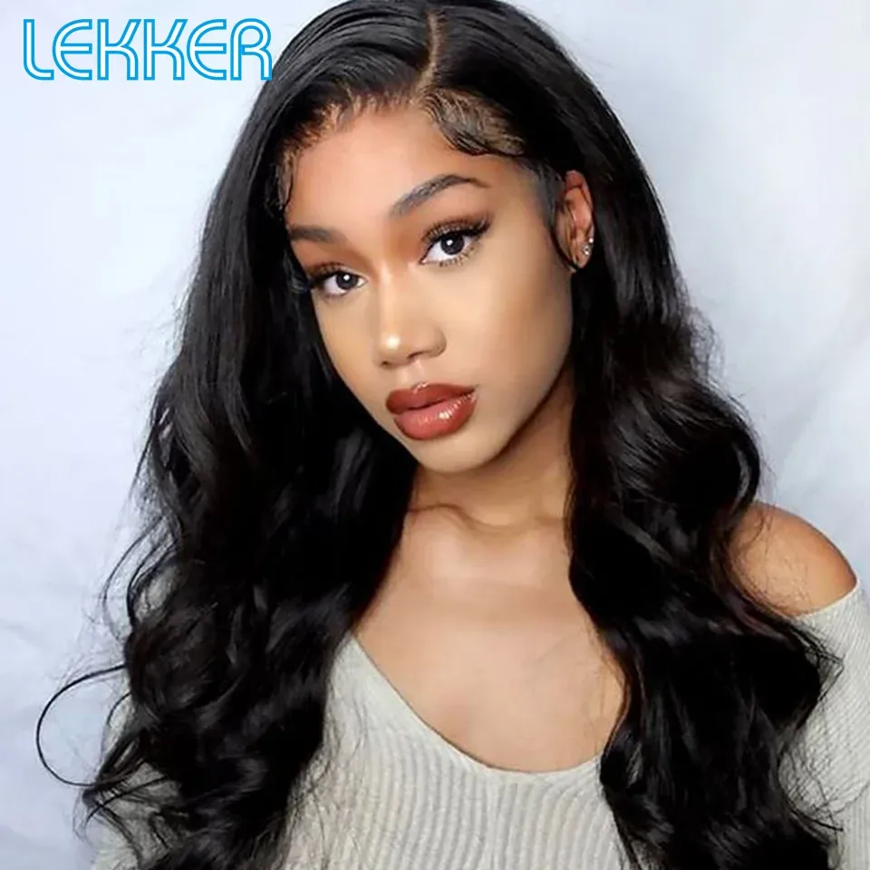 Wigs Lekker Body Wave 13x4 Lace Frontal Human Hair Wigs For Women Pre Plucked Glueless Brazilian Remy Hair Wear to Go Long Wavy Wigs