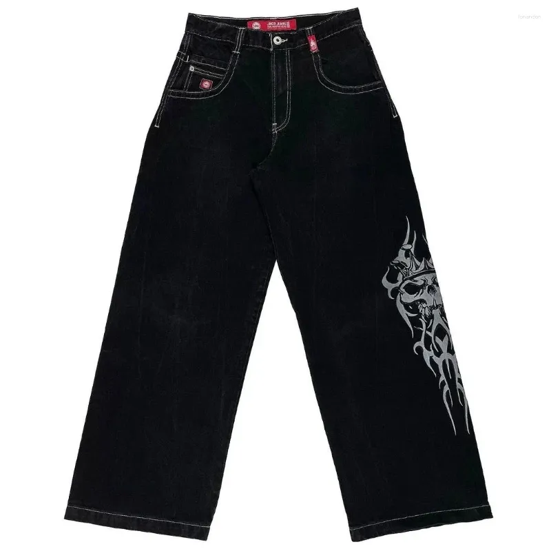 Streetwear jeans maschile jnco baggy uomini donne alla moda pantaloni hip hop lettera grafica ricami grafici retrò dritti