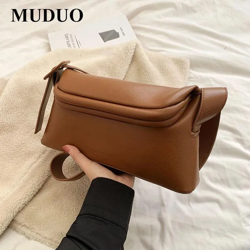 Abendtaschen Muduo 2024 Feste Farbe Frauenbeutel Hochwertige PU Leder Middle Handtaschen Koreanische Damen Schulter -Tasche Ganzer Verkauf