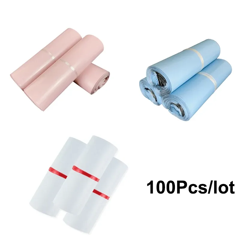 Bags Hysen 100pcs Pink Poly Mailers Tearproof Waterproof Packaging Postage Bags for Clothes Poly Shipping Bags Plastic Mailing Bags