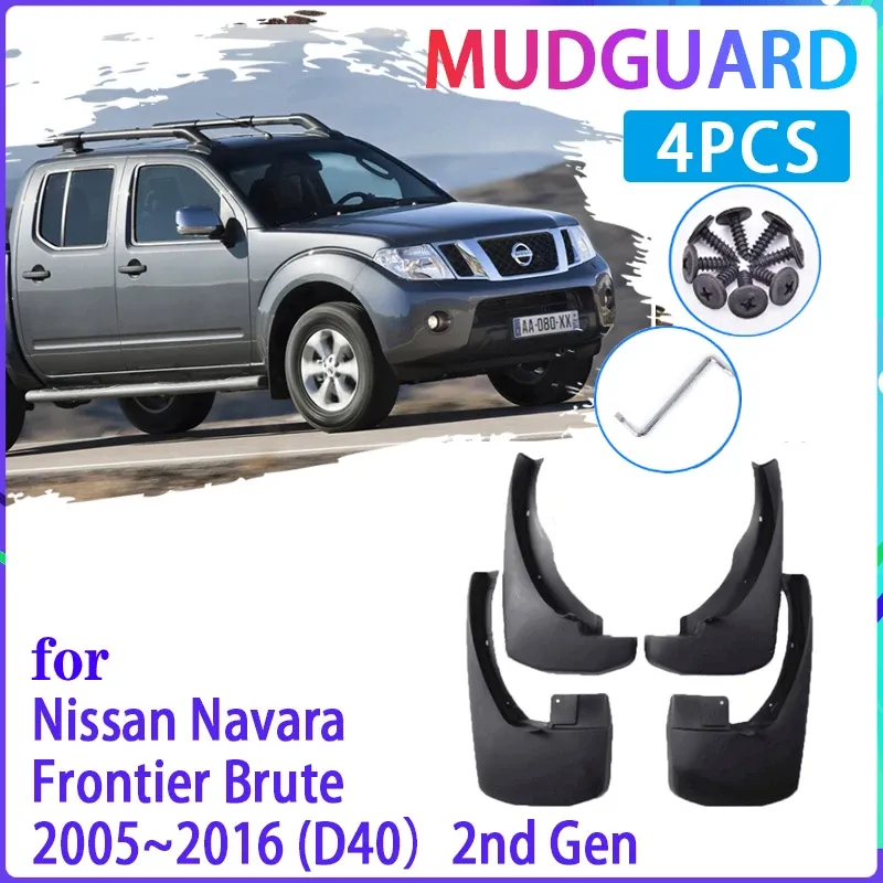 Stoßstangen 4 PCs Auto Schlammklappen für Nissan Navara Frontier Brute D40 2005 ~ 2016 Müllguard Splash Guards Fender Mudflaps Auto Accessoires