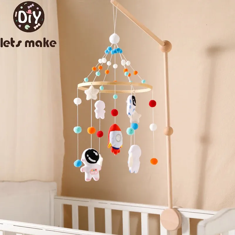 Lets make Baby Mobile Rattles Toys 0-12 Month Cartoon Astronaut Crib Bed Bell Toddler Carousel Kids Musical Gifts 240418