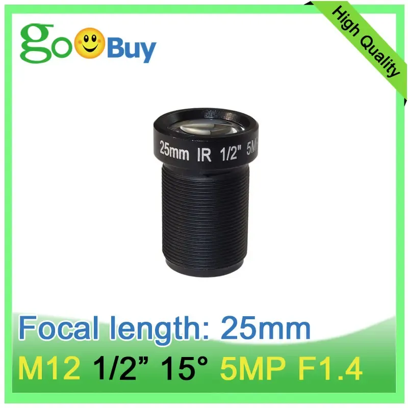 FILTROS M12 EFL 25mm Lente de foco de longa F1.4 Luz escura para a câmera de visão noturna CCTV para lente de 1/2 "Sensor 5MP HD Lens Starlight