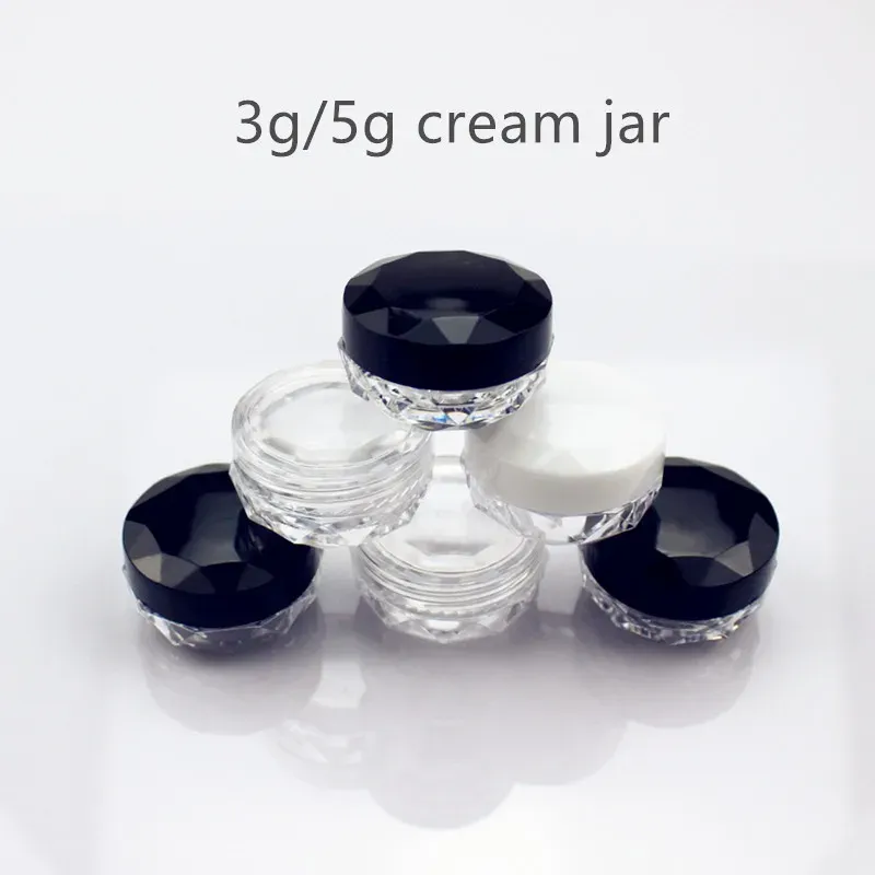 Flessen 50 stks/perceel 3G 5G doorzichtige plastic crème pot lege cosmetica flesverpakkingscontainer make -up case