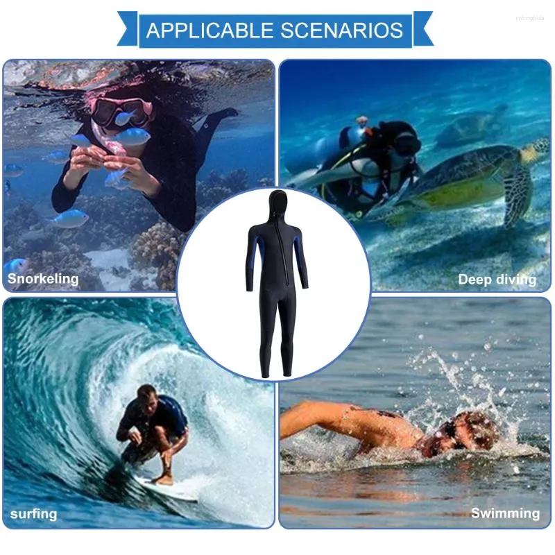 Damskie stroje kąpielowe nurkowanie neoprenowe ubrania ochronne z kapturem unisex nurkowanie snorkeling surfing kostium kąpielowy zimny dowód na ciepło z zapinami na suwak sporty wodne