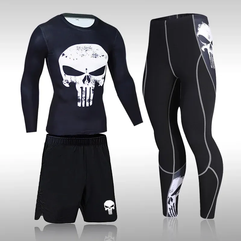 Defina o traje esportivo de corrida masculino MMA Rashgard Male Male rápido Sportswear Clothing Clothing Fitness Training Kit Térmico Roupa Térmica