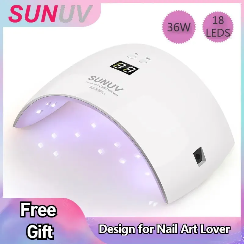 Kits sunuv sun9x plus 36w nagellampa UV LED -nagelorkare för gelpolsk rosa predikyr manikyr hine auto infraröd sensor LCD -display