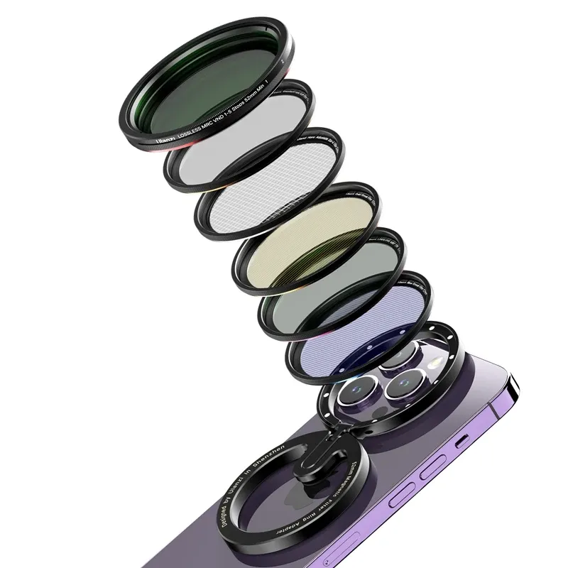 Filtros Ulanzi Filtros de lente de color magnético variable Ulanzi 52 mm para iPhone 15/14/13/12/11/10 Pro Max Olock con anillo de adaptador de filtro Magsafe