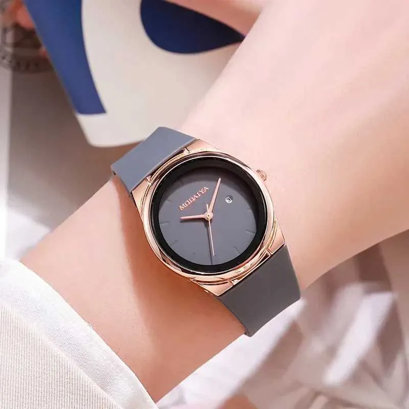 Bilek saatleri yeni kuvars saat silikon kayış öğrenci saatleri minimalist moda kadın moda takvimi kol saati reloj mujer dropshipping 240423