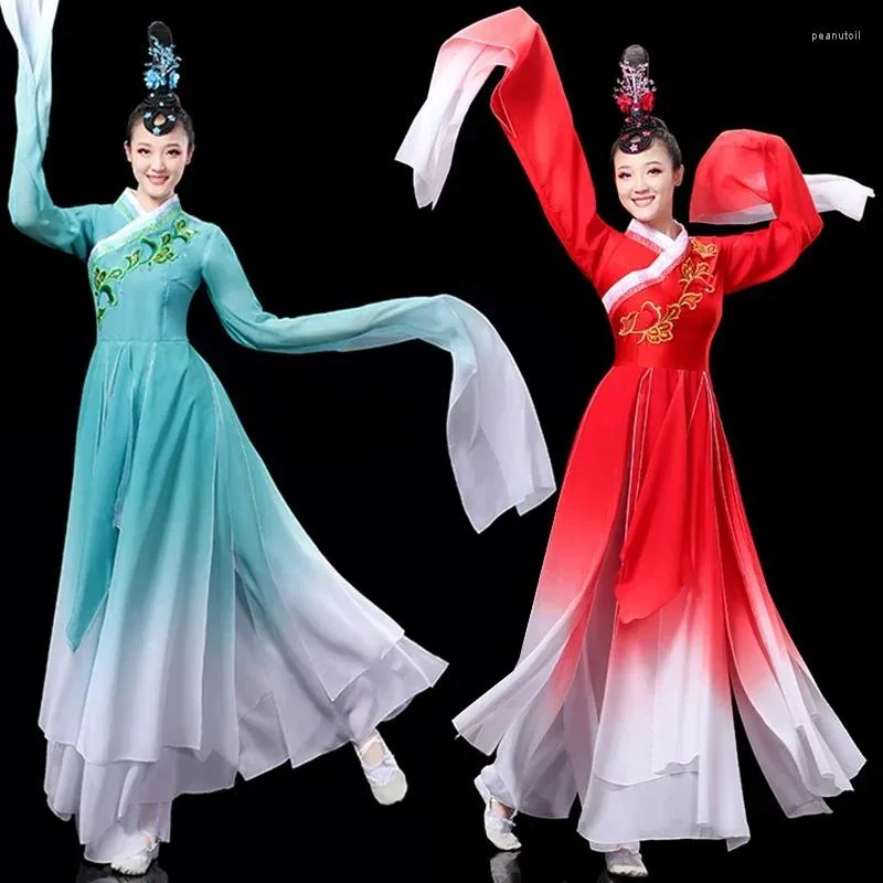 Stage Wear Classical Dance Performance Attire For Women Elegant Red And Fragrant Original Water Sleeved