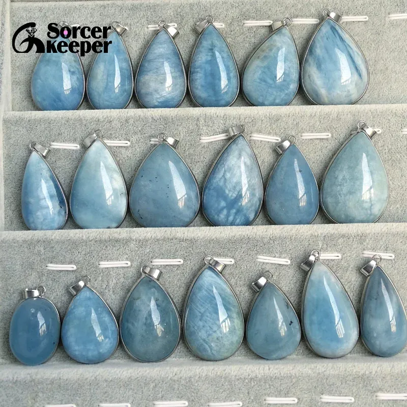 Colliers tendance authentiques naturels aquamarine gemm pierre bleu charme cristal cristal nnecklaces pour femmes bijoux en cuivre bijoux bd292h