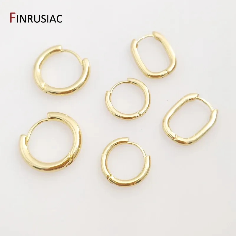 Brincos Rodium/ouro Brincos de argola simples para mulheres Piercing Brincos redondos de jóias de moda por atacado