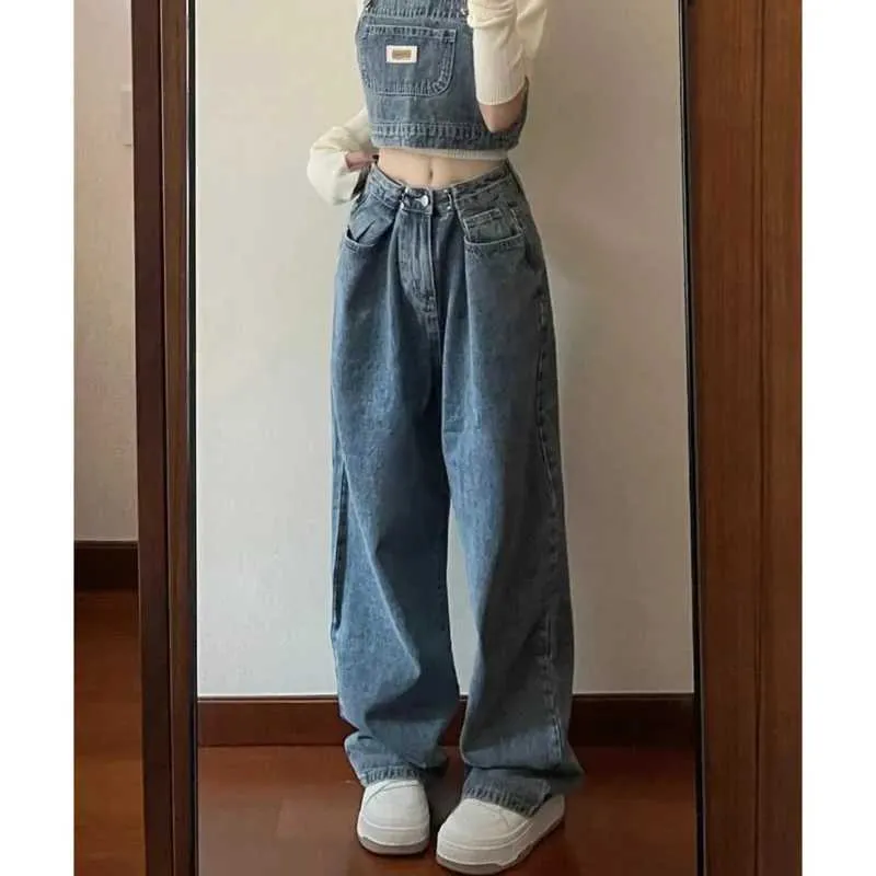 Kvinnors jeans kvinnor byxor vintage denim newjeans baggy jeans kvinna hög midja kvinnliga kläder koreanska mode streetwear y2k kläder 240423