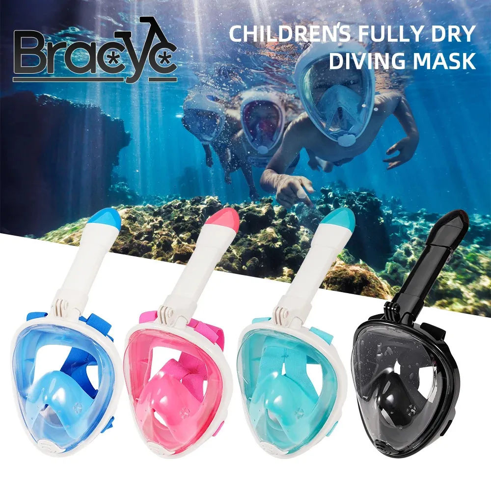 Sous-marin en apnée avec plongée en apnée Face Face Children Masque de natation ensemble Scuba Diving Respirator Masks Anti Fog Respiration sûre pour les enfants Gift 240409