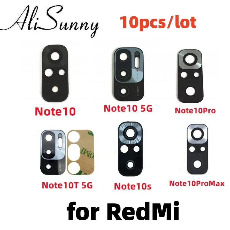 Cables AliSunny 10pcs Rear Back Camera Glass Lens For Xiaomi Redmi Note 10 Pro 5G Note10S With Glue Adhesive Sticker Repair Parts