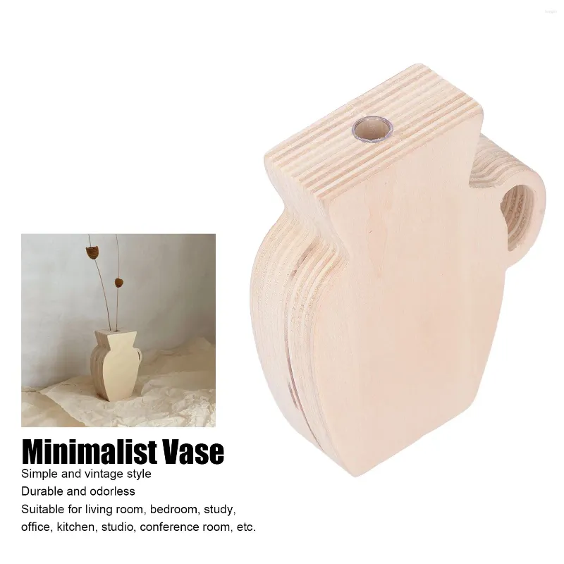 Vaser trä vas enkel vintage stil naturlig piood hållbar robust luktfri omålad träblomma