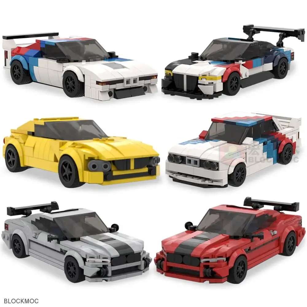 Blöcke MOC Sticks Cars M1 M3 E30 M2 M4 Z4 Rennsportwagen Bausteine Fahrzeuggeschwindigkeit Champions Racer Blockmoc Garage Toys für Jungen