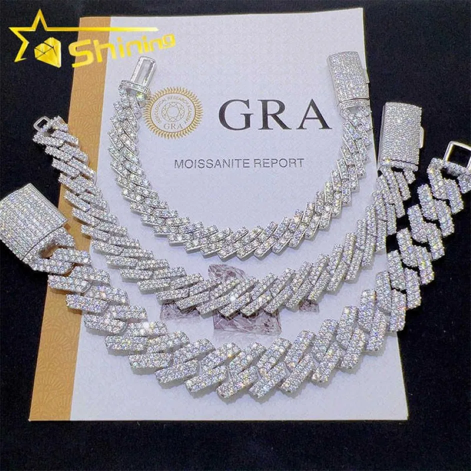 رخيصة الفضة الاسترليني الكاملة المثلجة الماس VVS Moissanite Cuban Link Bracelet264e