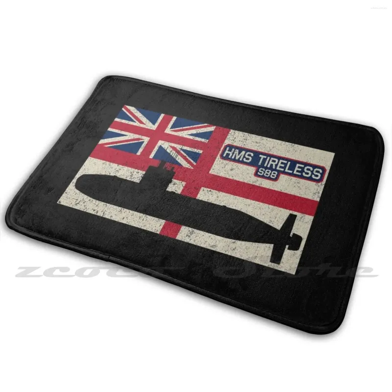 Dywany HMS niestrudzone S88 Vintage British British Royal Navy Flag Flag Soft Mat Doorway Non-Slip Waterplake Trafalgar