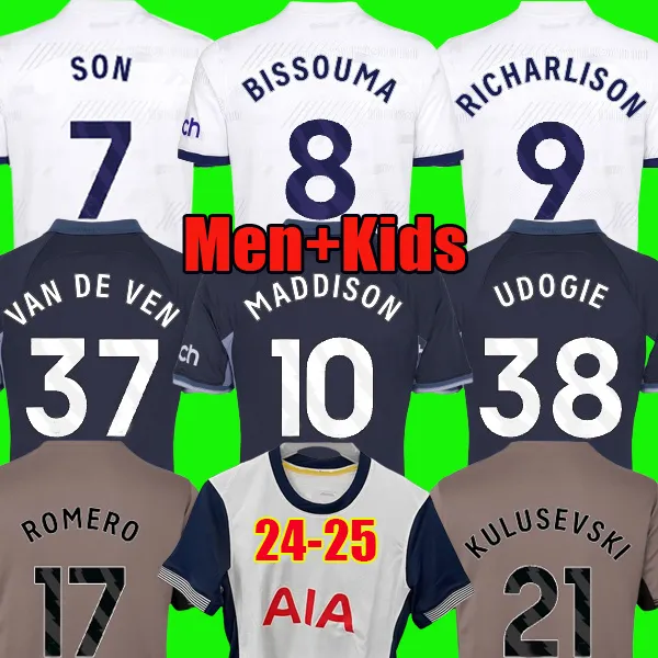 23 24 25 Maddison Son Maglie da calcio Kulusevski Richarlison Bryan 2023 2024 2025 Romero Van de Ven Bissouma Johnson Udogie Kit di calcio Shirt Spurs Men Kids Kids