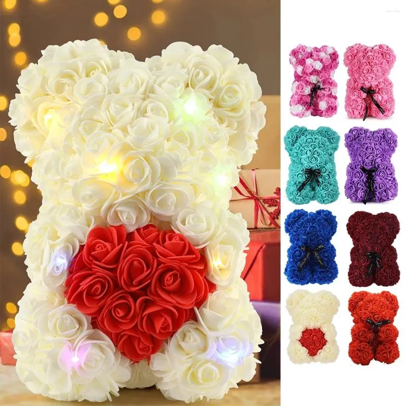 Dekorative Blumen 1PC Künstliche Blume Eternal Rose Teddybär für Mutter Tag Geburtstag Valentinstag Jubiläumsgeschenke Dekorationen Dekorationen