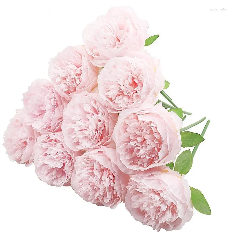 Dekorative Blumen 2 Bündel künstliche Pfingstrosen 10 Köpfe Seide Peony Fake Blume für Hochzeit Home Office Party El Decoration Valentines Geschenk