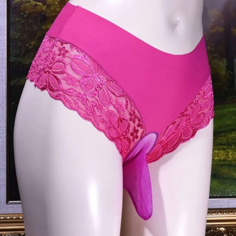 Lingerie sexy sissy culotte fetish hommes dentelle sheer hing hing u convex pochech gay voir à travers les slips des sous-vêtements