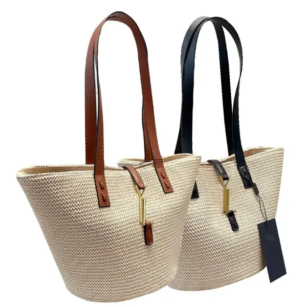 Designer tote bag Summer Fashion Rattan Women Shoulder Woven Female Handbags Large Capacity Summer Beach Straw Bags Casual Totes Purses