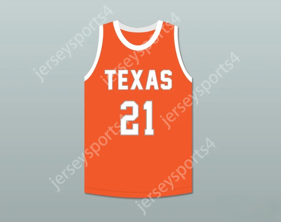 Anpassad Nay Name Mens Youth/Kids Player 21 Texas D1 Ambassadors AAU Orange Basketball Jersey 2 Stitched S-6XL