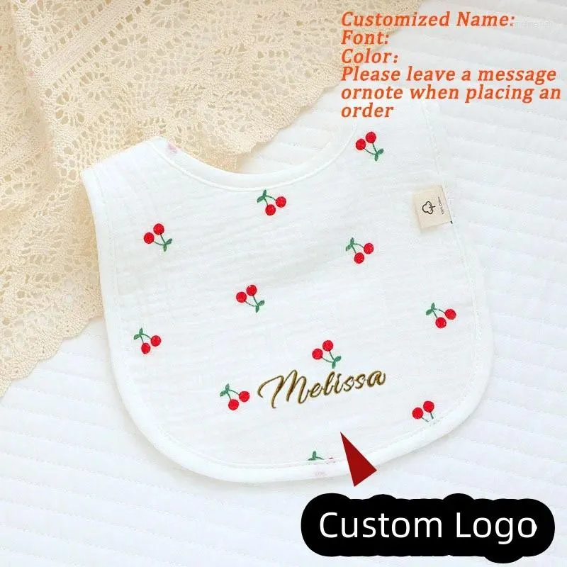 Bow Ties Cute Feeding Baby Bibs Embroidery Custom U-shaped Burp Cloth Appease Towel Cotton Shower Gift